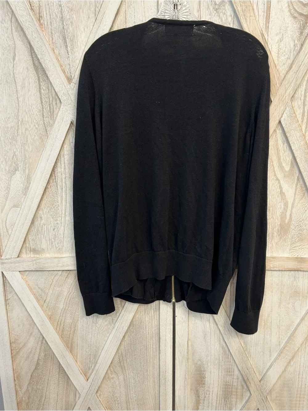 Michael Kors Black Zip-Front Bomber Jacket with Gold Hardware